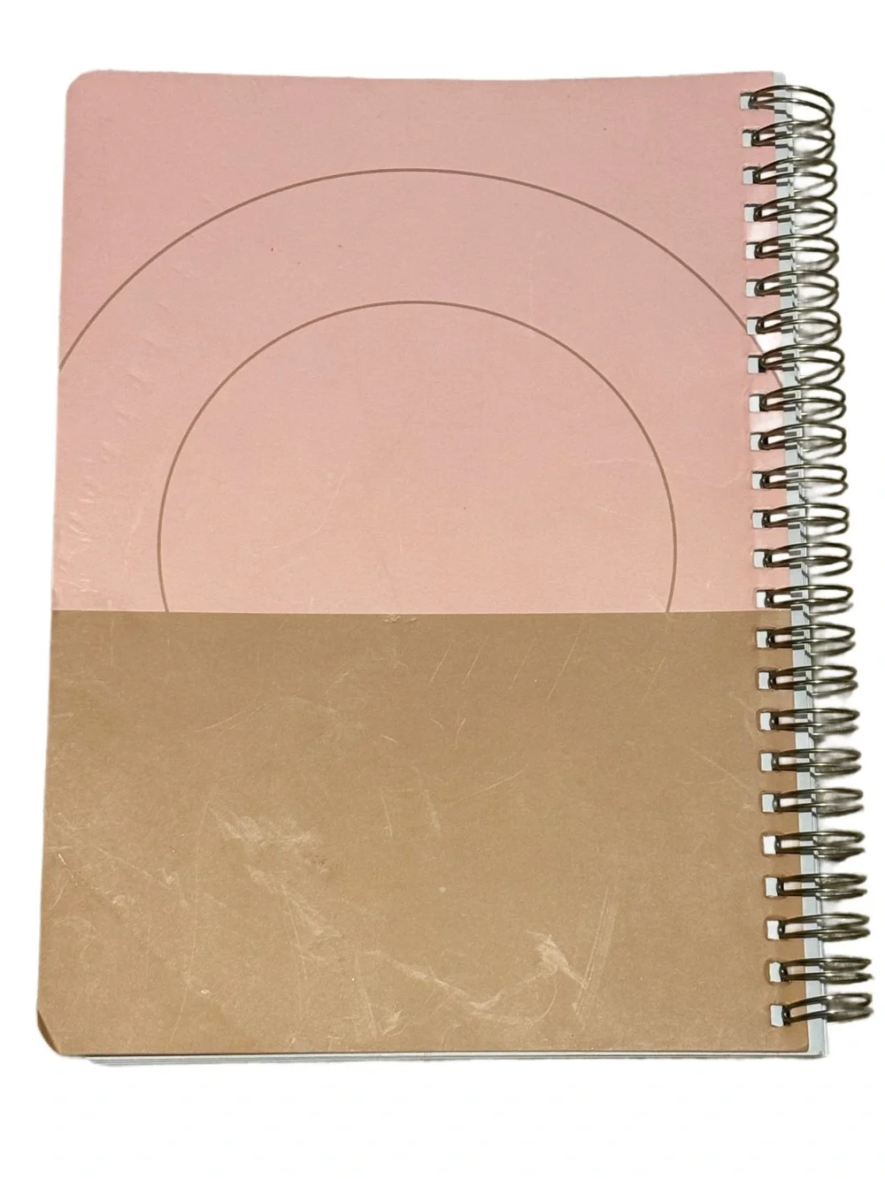 📓 Pink & Tan Spiral Daily Planner Notebook Journal, Geometric Forest Vibes 🌱🖤🌱